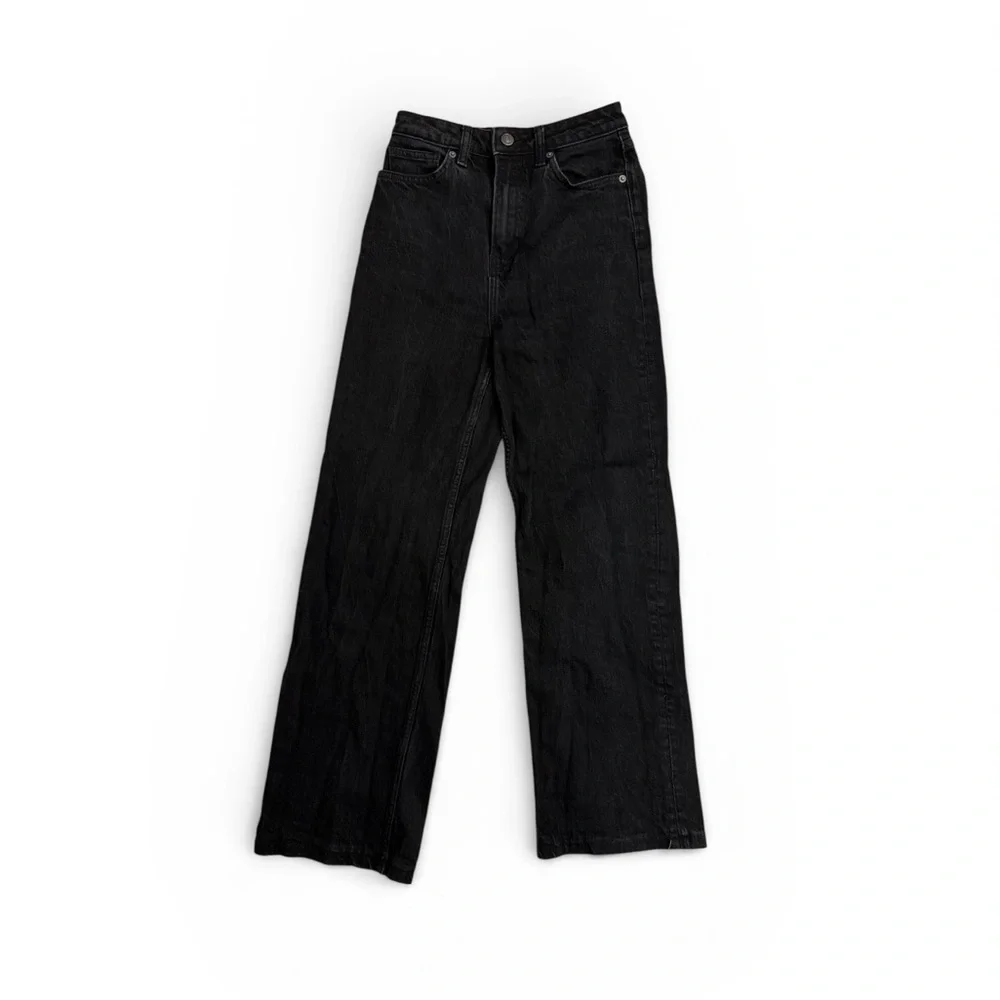 Reformation Women’s Wilder stretch high-rise wide-leg jeans Black Size 26 - Picture 2 of 11